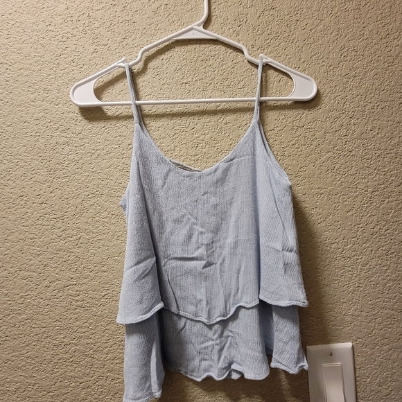 emmetee Tops - Emmetee Tiered Sleeveless Top, Light Blue Size XS